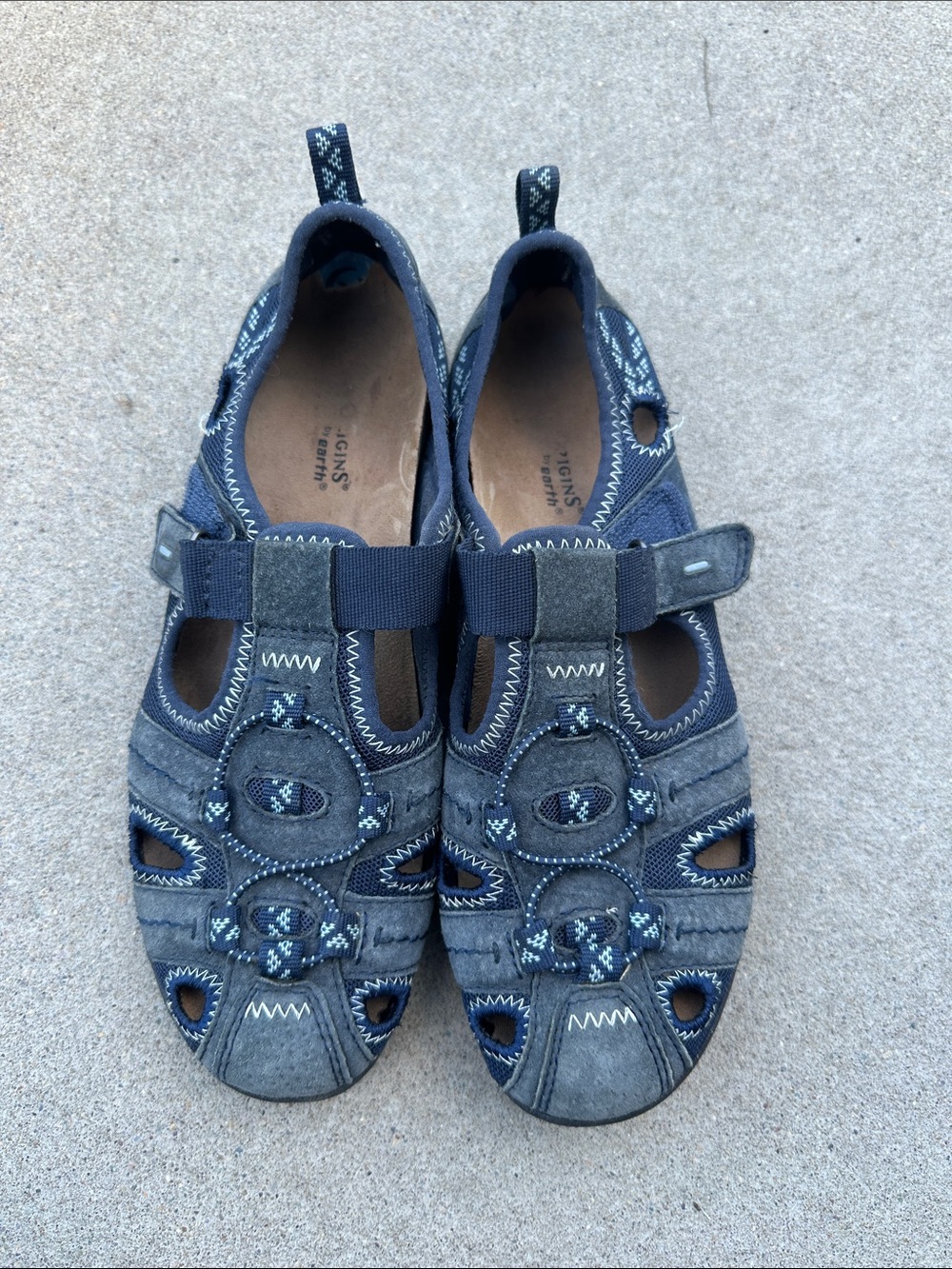 Earth Origins Navy and Gray Kids Outdoor Sandals